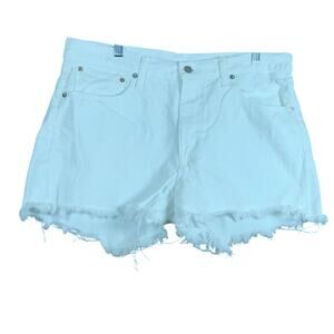 Polo Ralph Lauren Womens Shorts Corrine White Denim 100% Cotton Cutoff 31